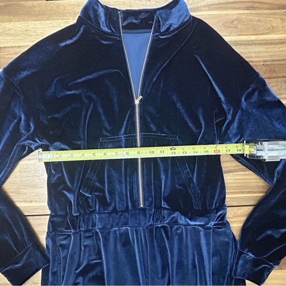 Fabletics Dark Navy Blue Zipper Front Wide Leg Velour Jumpsuit Size XXL - Picture 11 of 14